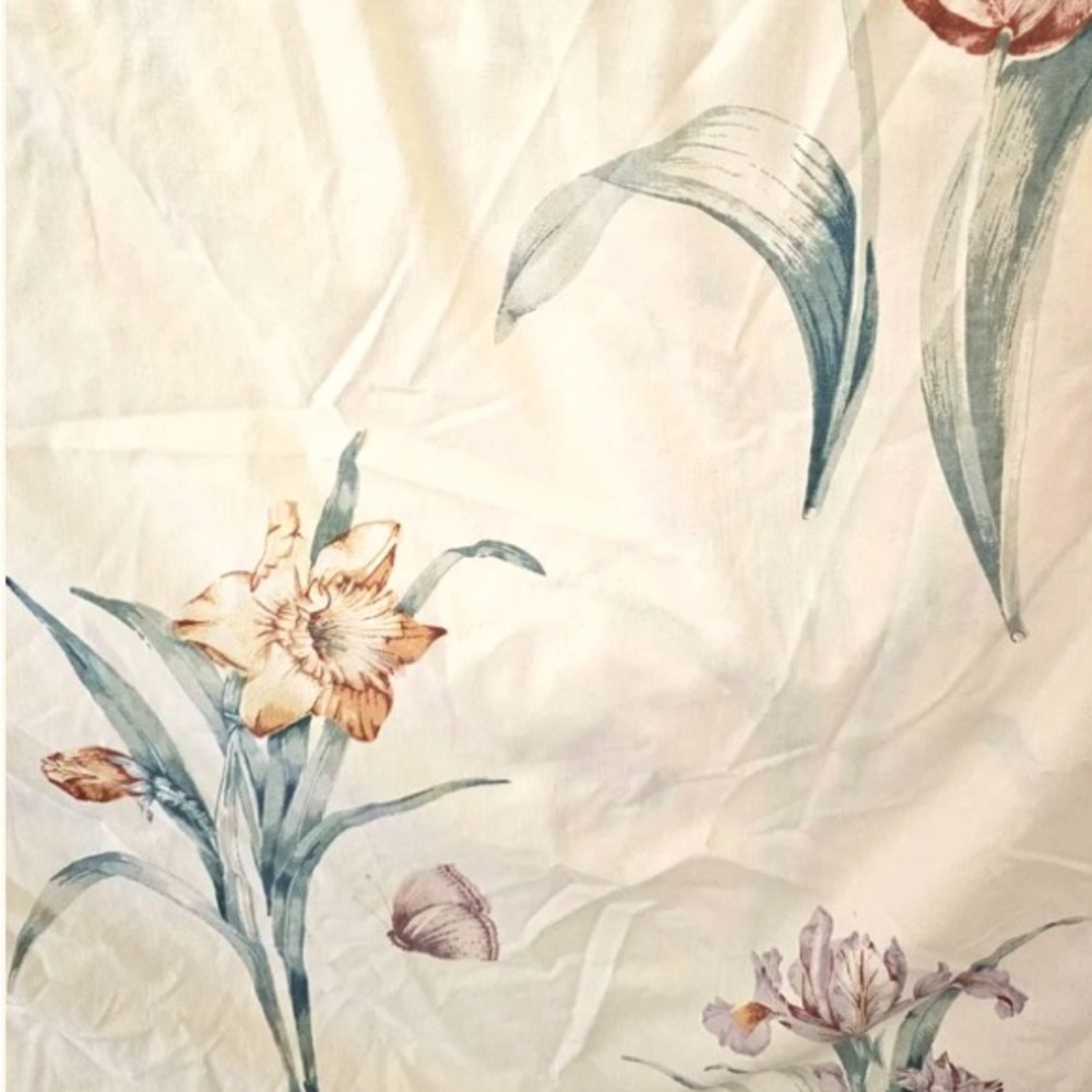 JC Penney Floral Queen Fitted Sheet and Pillowcase Vintage